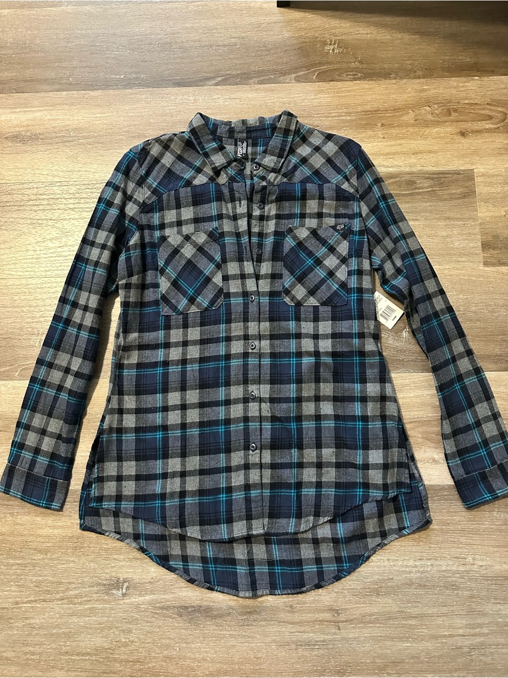 Fox Riders Women’s Plaid Flannel – Size Large – NWT – Blue/Black/Teal
